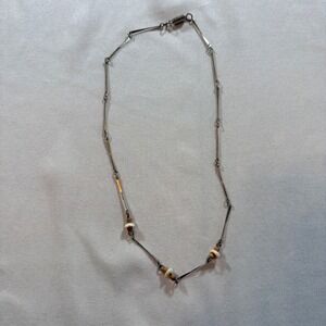 Unbranded Bar Link Necklace 18" Silver Tone Magnetic Clasp Boho Minimalist